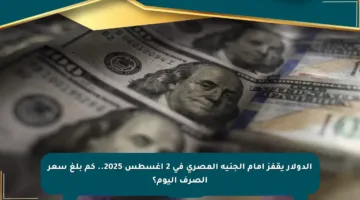 الدولار يقفز أمام الجنيه المصري في 2 أغسطس 2025.. كم بلغ سعر الصرف اليوم؟